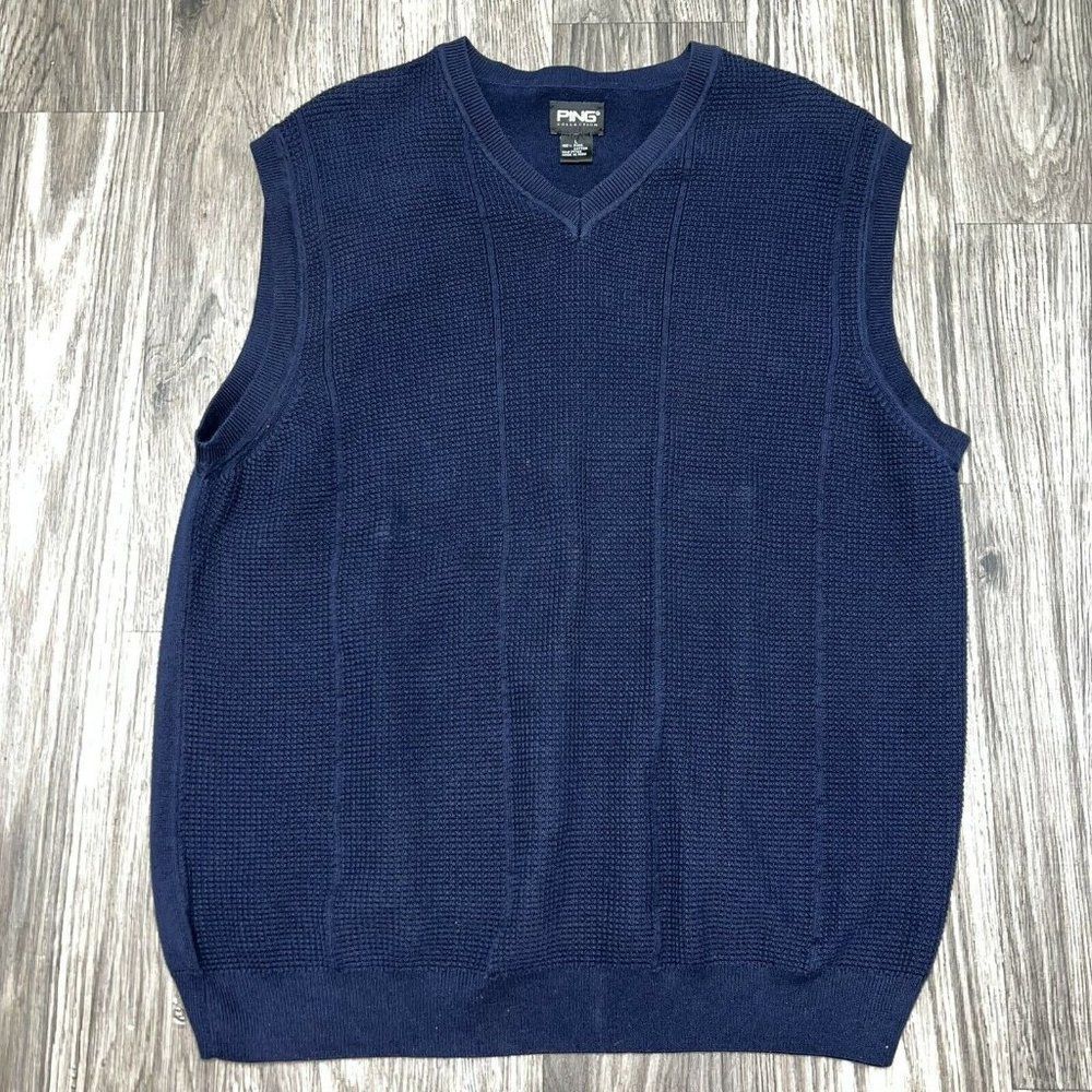 PING Collection Golf Vest Blue Pima Cotton Men’s Size Large RN 37763 Great Condi